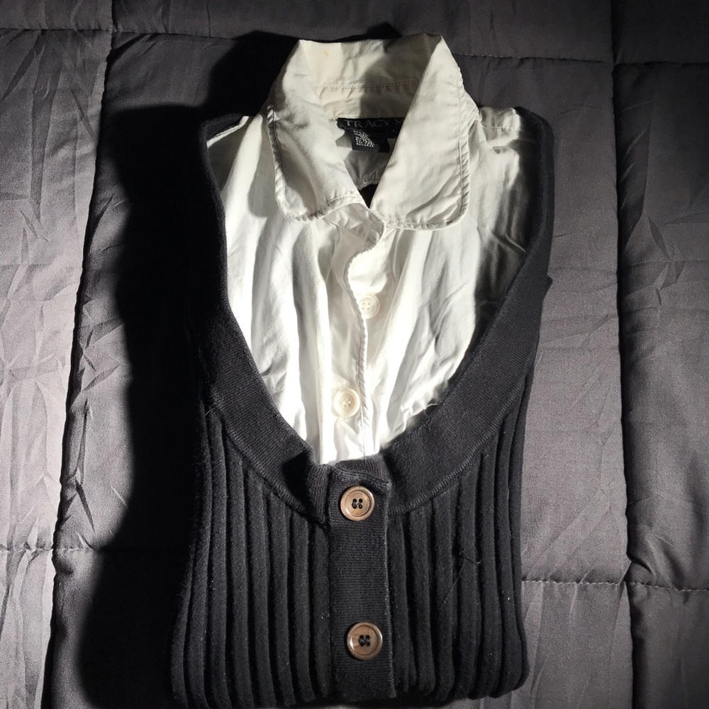 button up with a vest attached